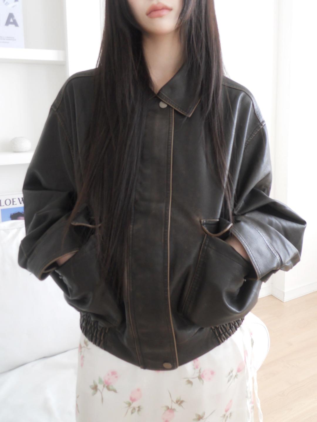 젤레나 vintage leather jumper