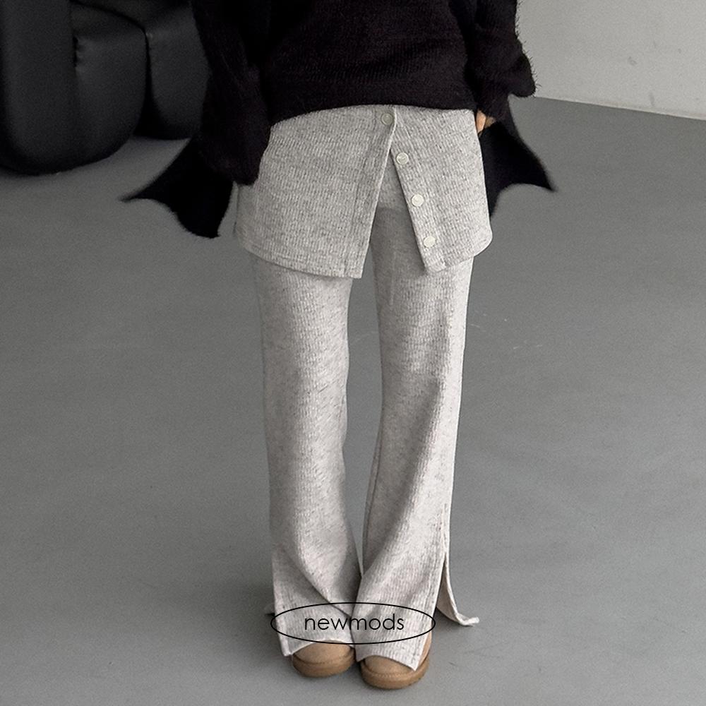 뉴모즈 [뉴모즈/부츠컷] 울 니트 랩 스커트팬츠