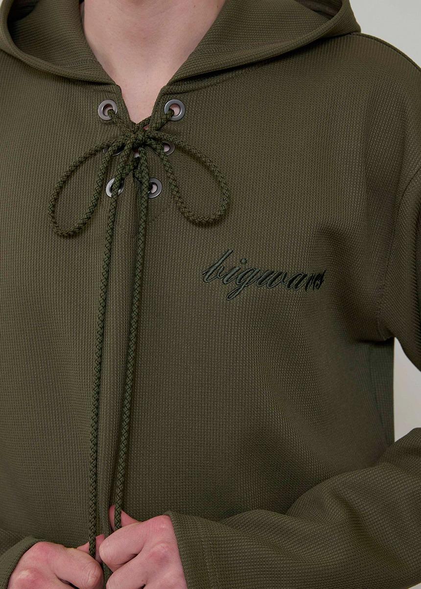 eyelet waffle hoodie(khaki)
