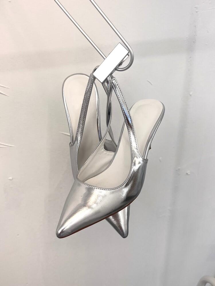317. Chic Stilletoe slingback (black, white, silver)
