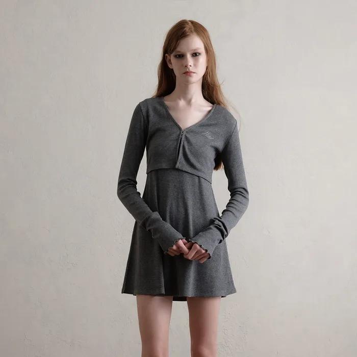 Ellen Babydoll Dress  (Gray)