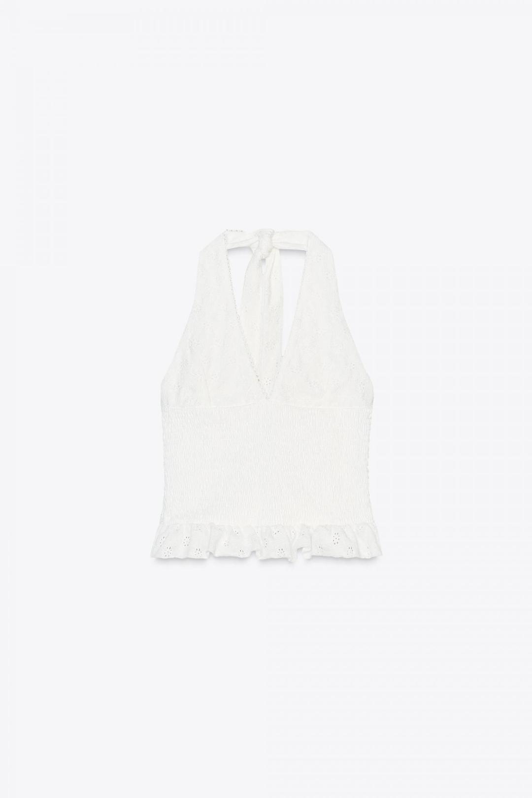 스페인샵 자라 홀터 믹스 탑 0085/336 WHITE