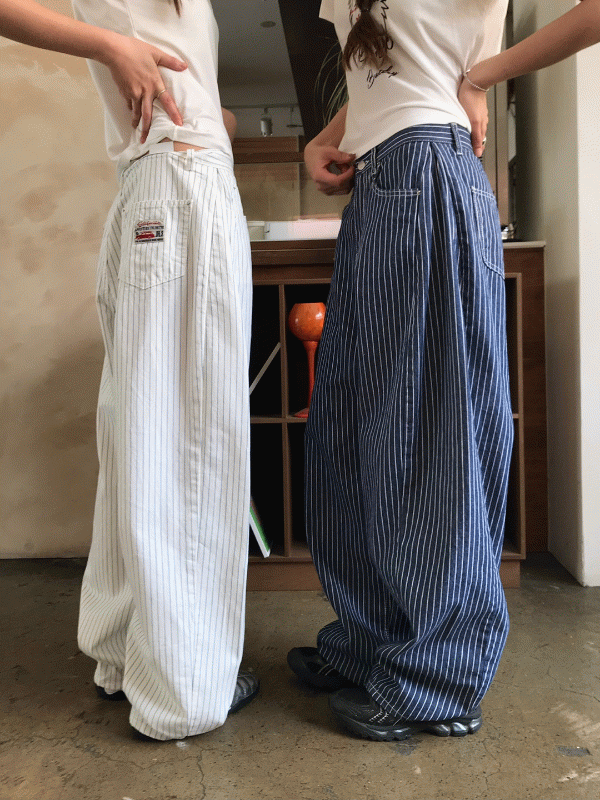 stripe patch wide pants