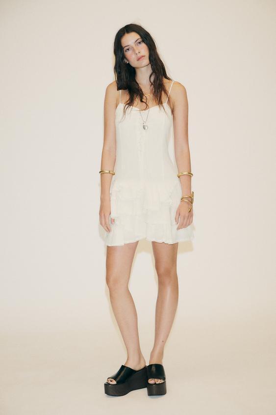 RUFFLED CHIFFON SHORT DRESS