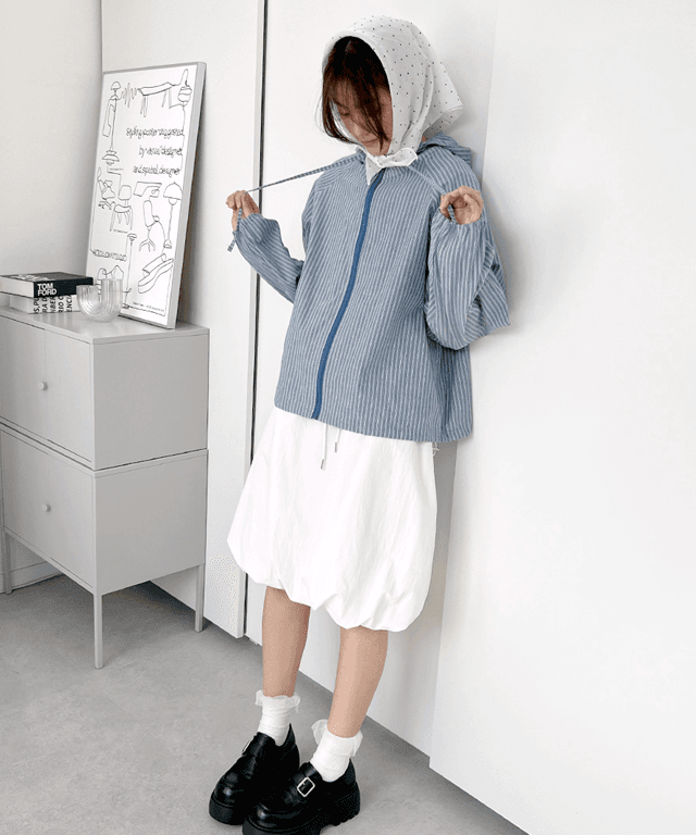 쿠치마치 펌킨 밴딩 벌룬 미디 스커트 (2color)