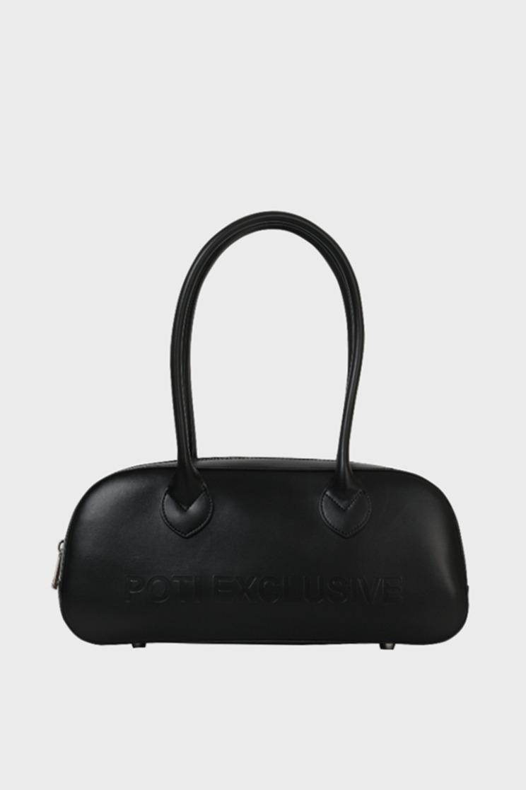 Logo emboss boston bag (BLACK)