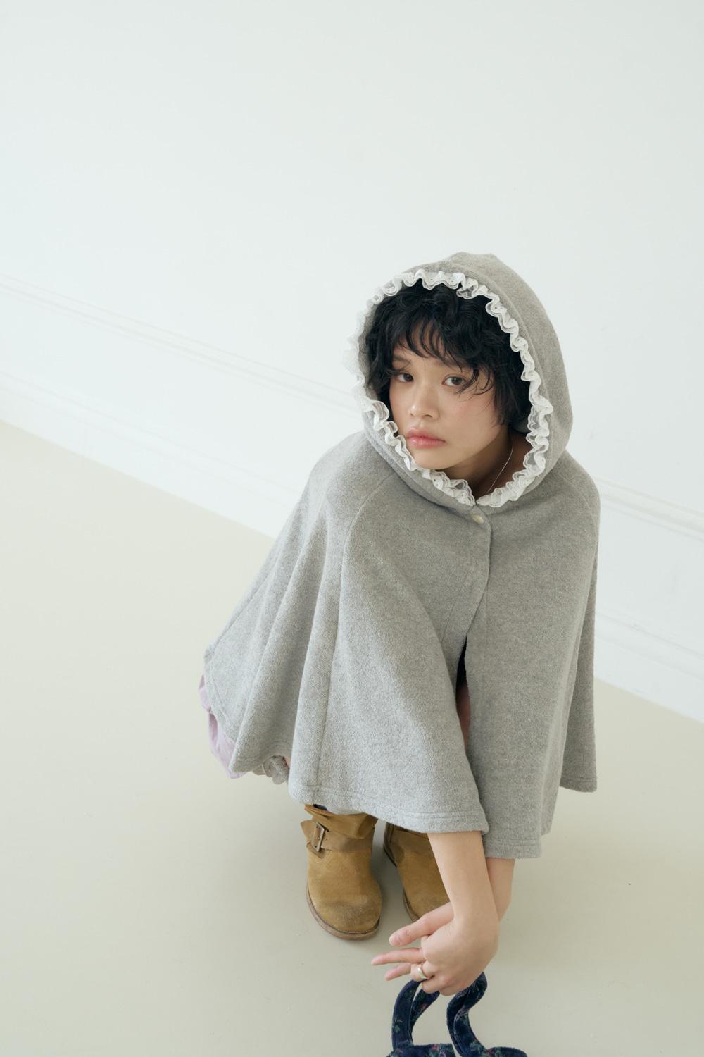 VANILLA  TERRY HOOD CAPE _GREY