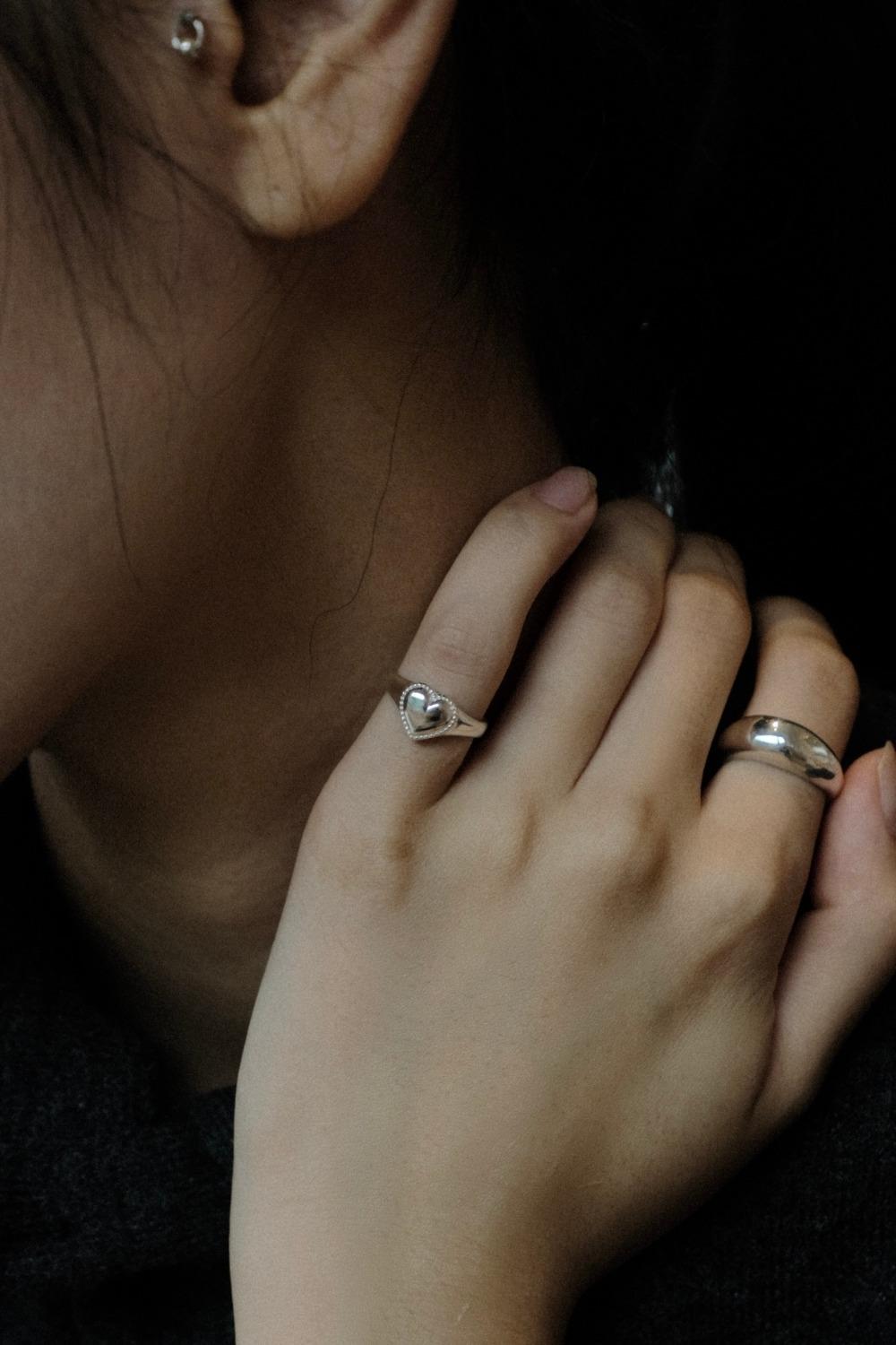 [당일 배송] 도티드 하트 오픈 반지