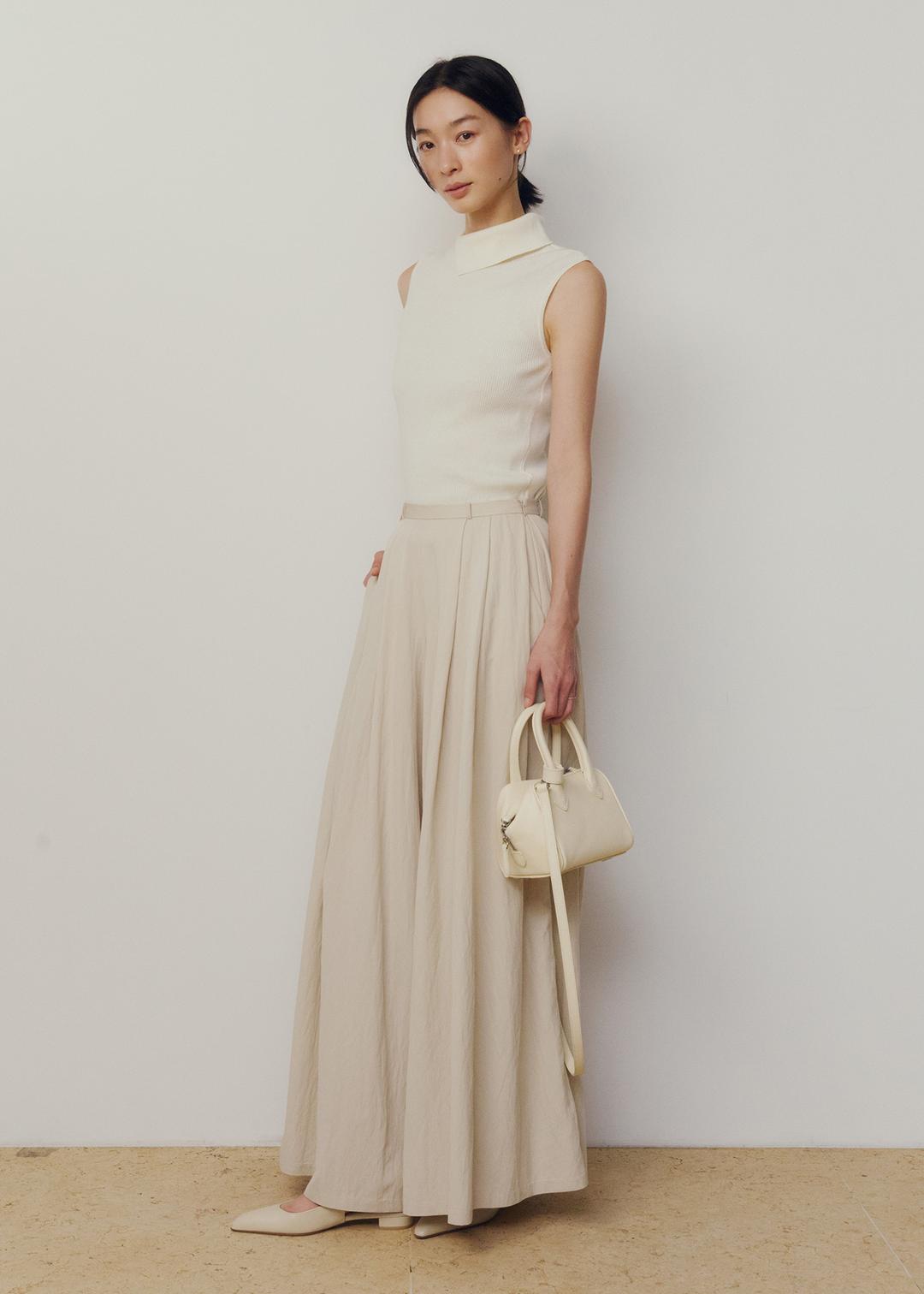 바인 와이드 플리츠 팬츠