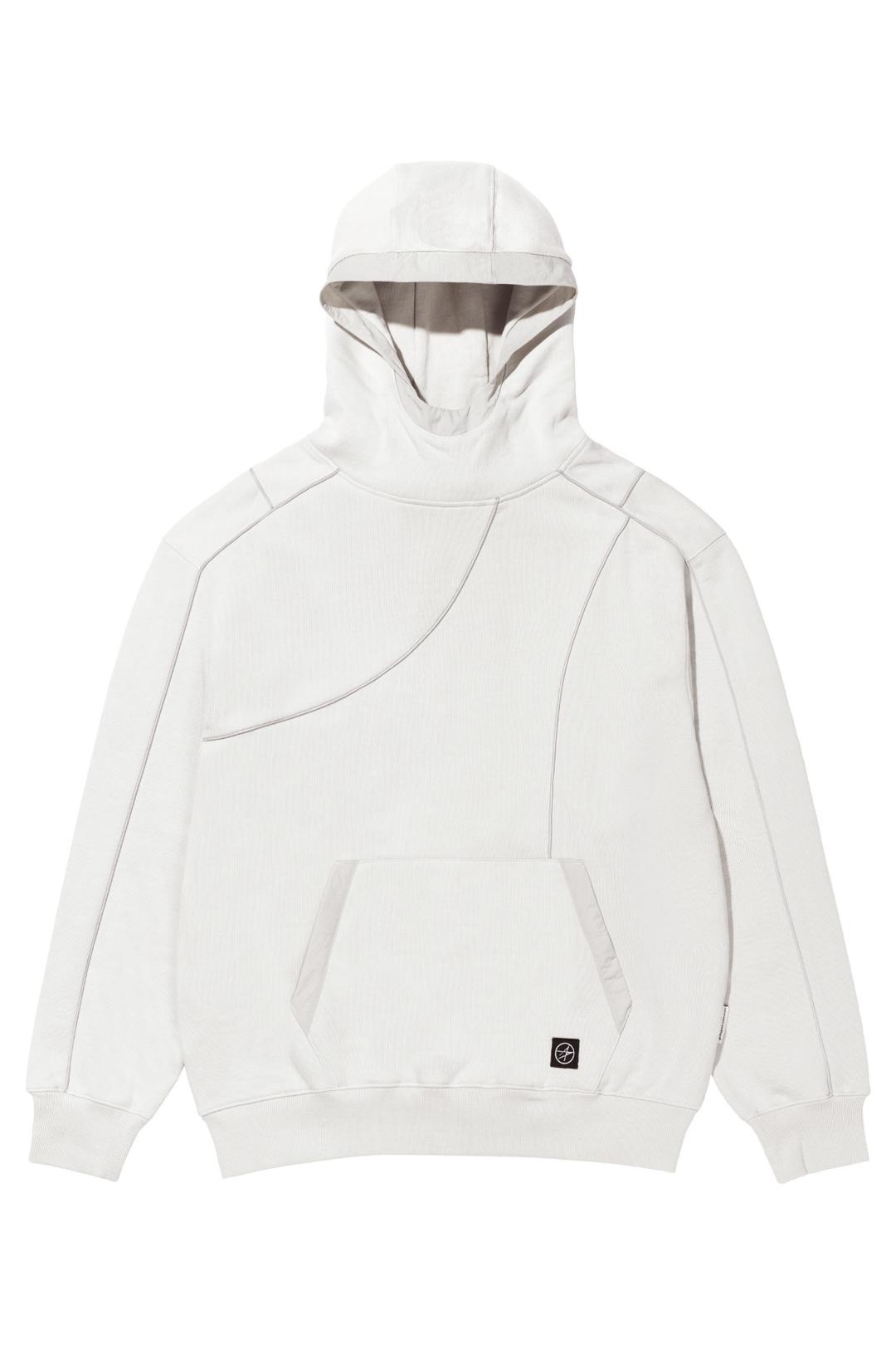 LM BLOCKING REFLECTIVE PIPING NYLON MIX HOODIE (IVORY)