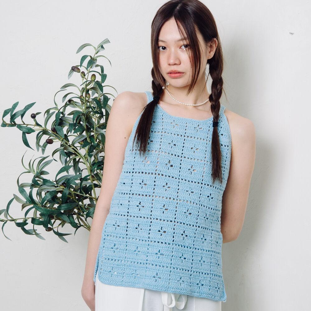 Hailey crochet top-skyblue