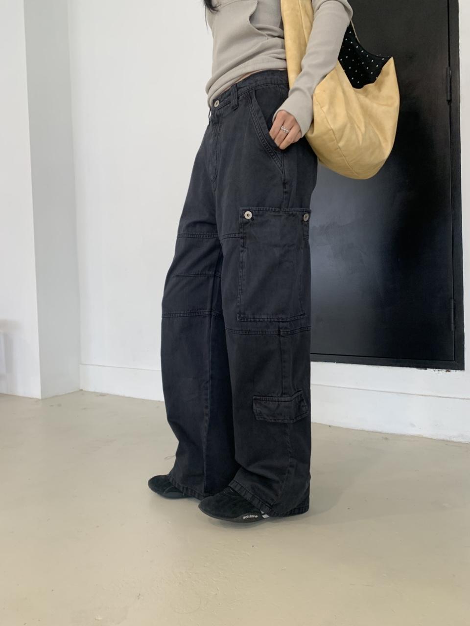 디플리 [남녀공용/S-L] 터니 포켓 다잉 와이드 루즈 카고 팬츠 2colors