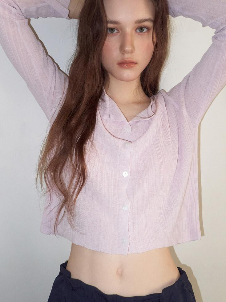 Linen Round Cardigan, Lavender Pink