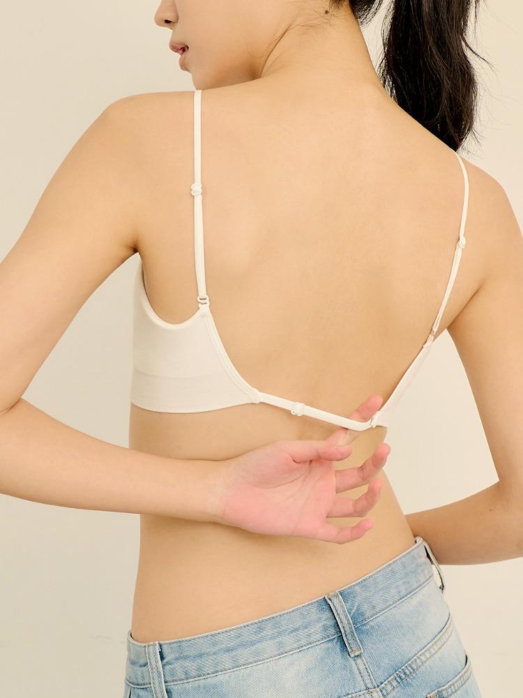 쉬어 모달 스쿱넥 백리스 브라