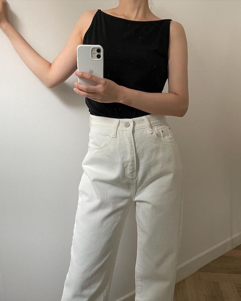 옥토버 [당일발송 / 옥토버 단독진행] 여성 여름 보트넥 나시 슬리브리스 (이너 민소매 티) / 블랙