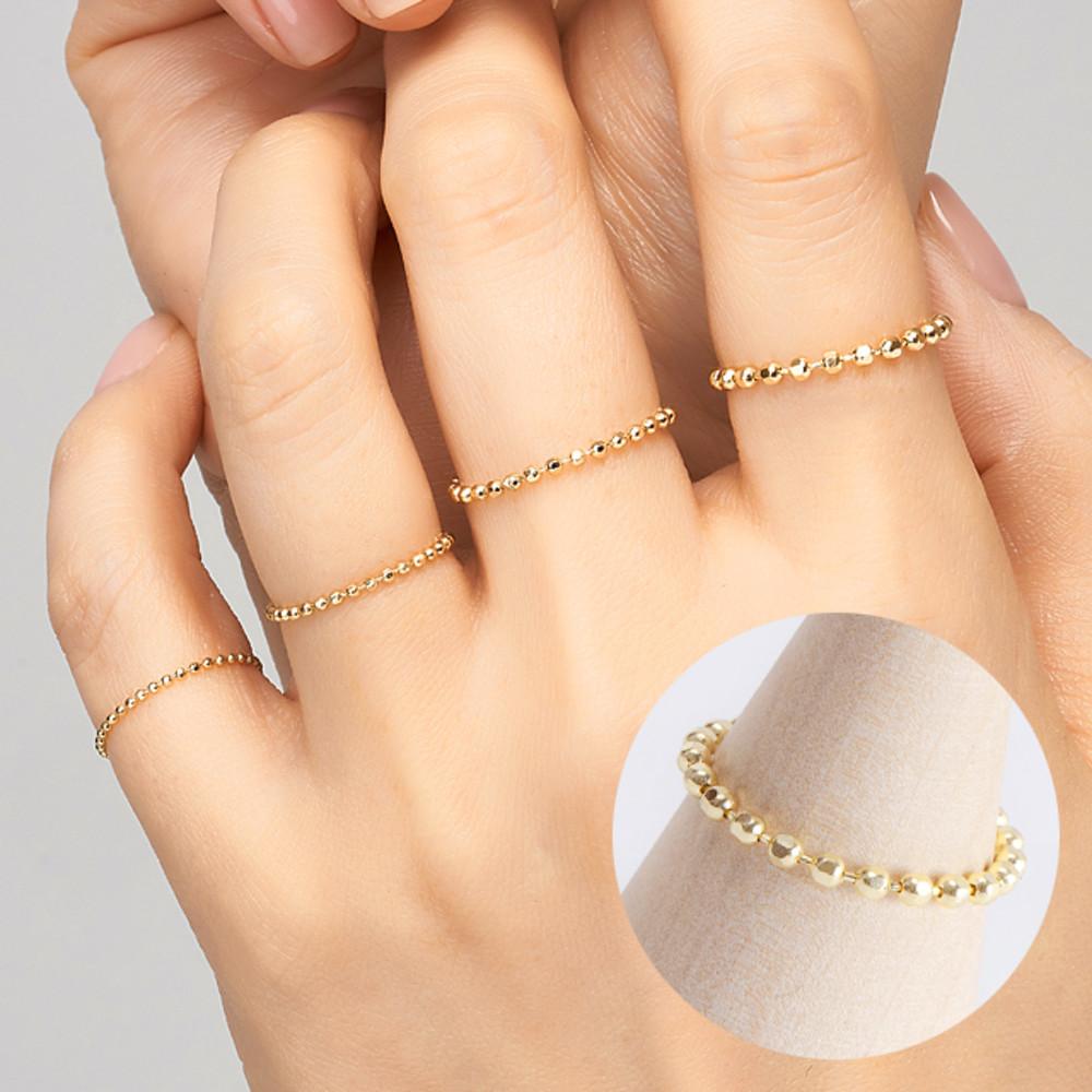 14k 18k 컷팅 볼 체인 금 반지