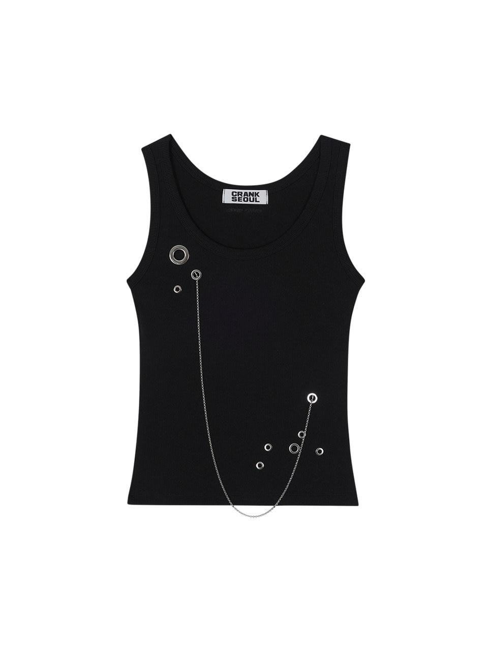 EYELET CHAIN SLEEVELESS_BLACK