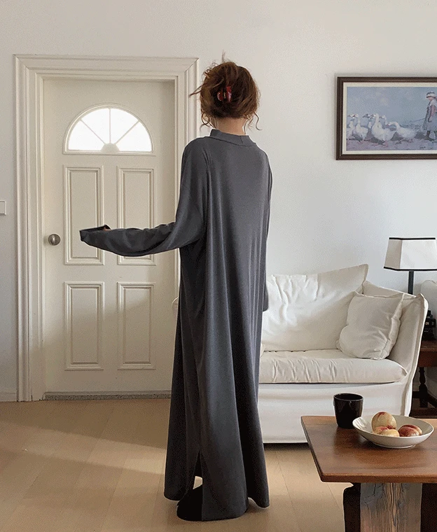 로니 하프넥 롱 원피스 (2color)