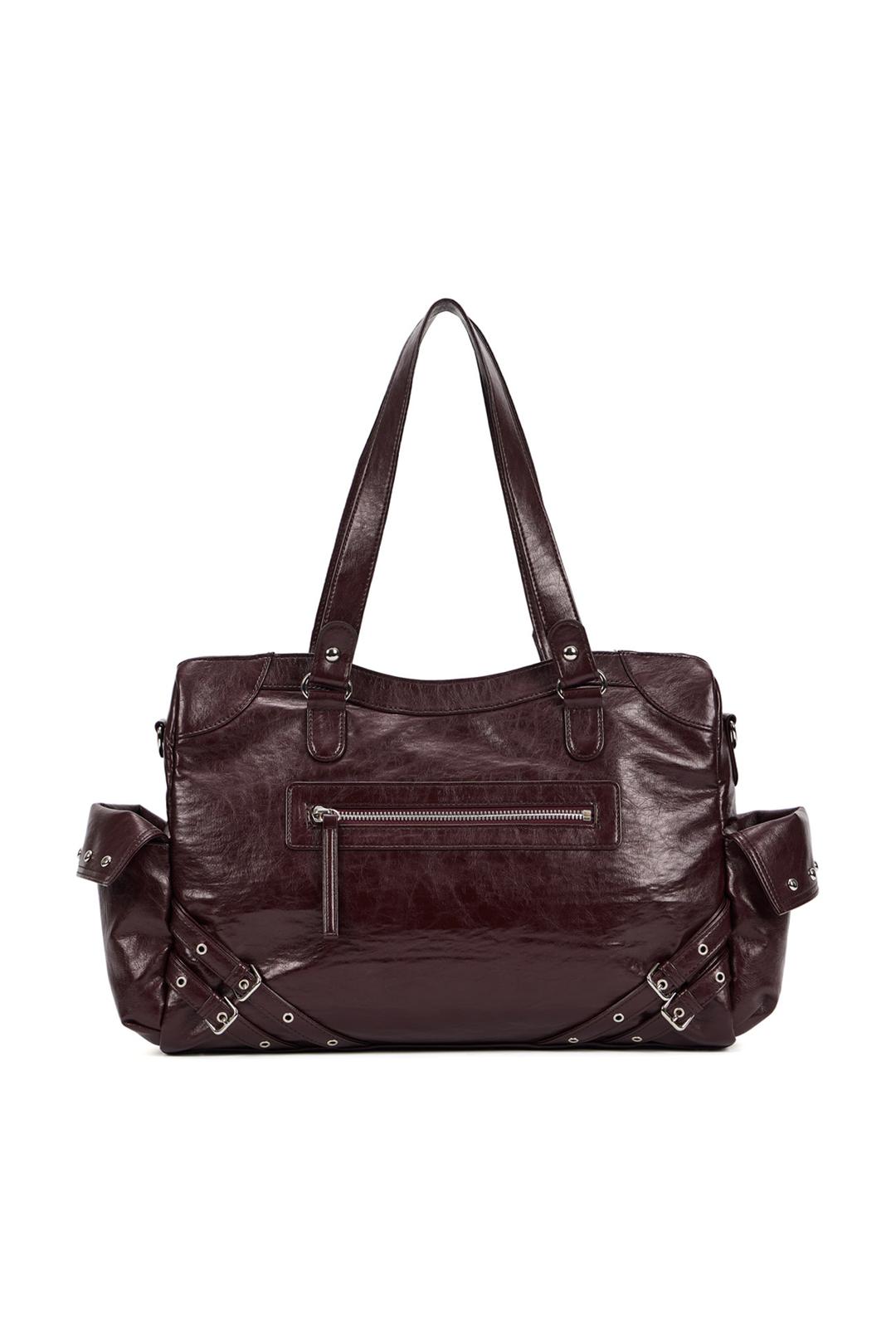 STUD POCKET BIG BAG IN BURGUNDY