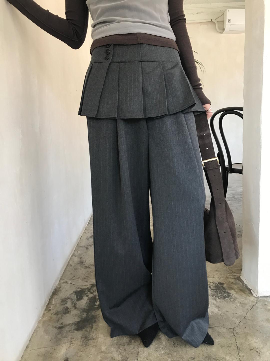 pleats skirt pants (2oclors)