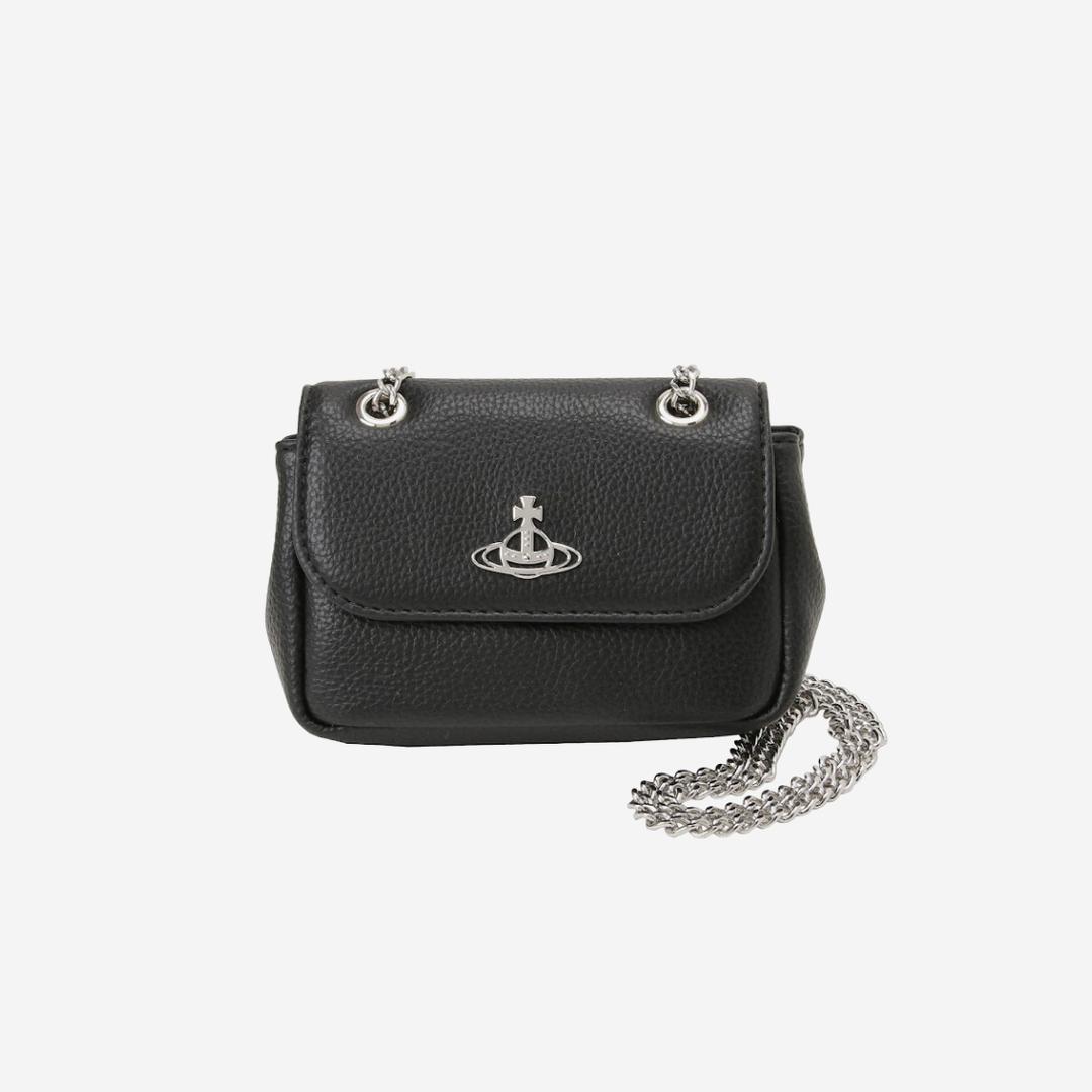 Vivienne Westwood Re-Vegan Grain Purse with Chain Black