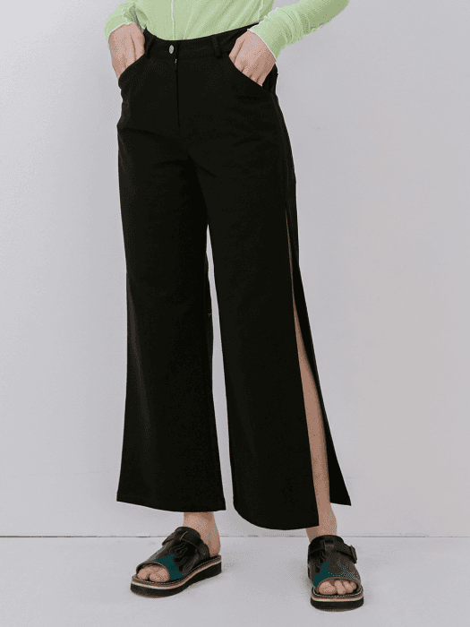 R LONG SLIT PANTS_BLACK