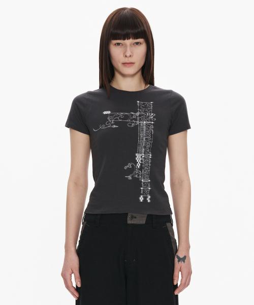 Hybrid Tattoo Tee Charcoal