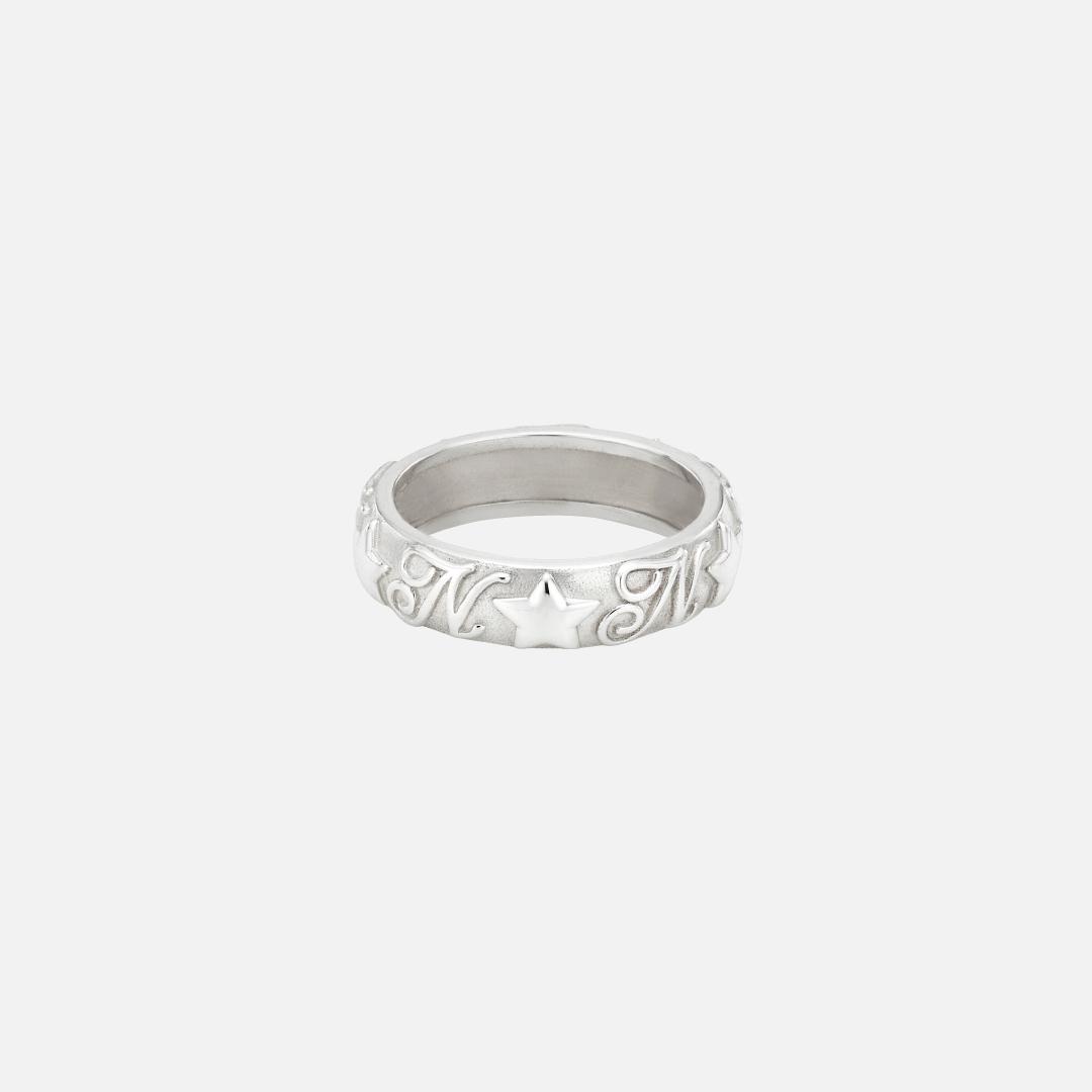 [silver925] star logo wide ring-silver