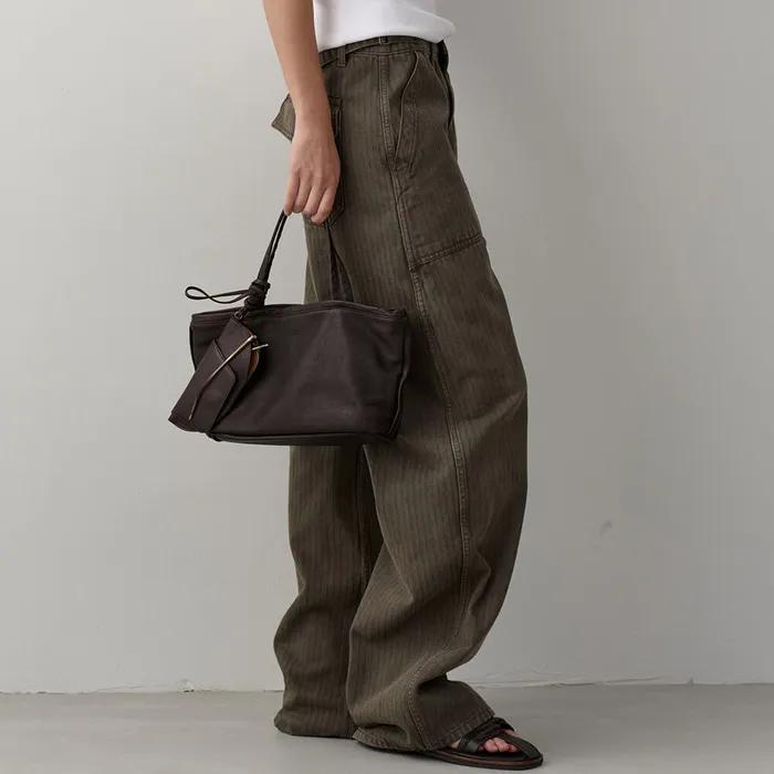 브리즈 토트 워싱 레더 백_chocolate