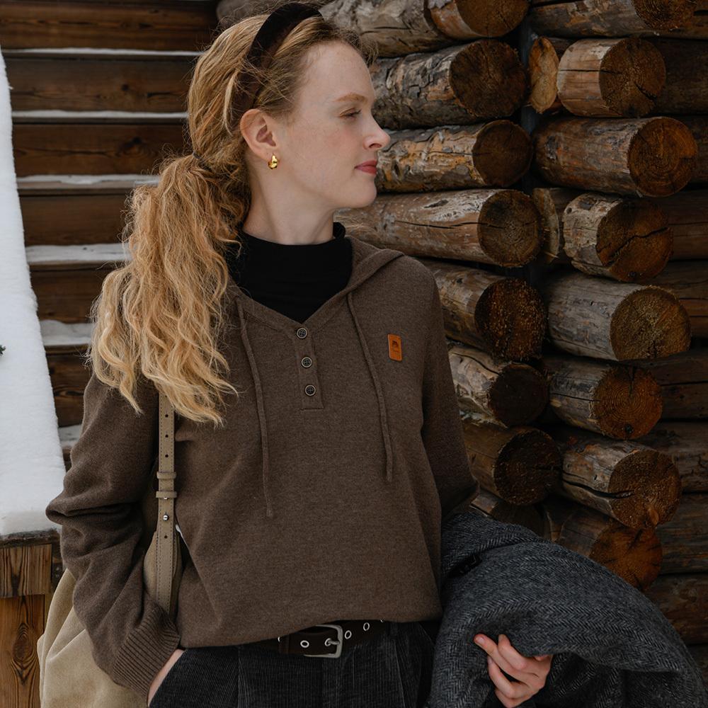 피그먼트 후드레이어드니트