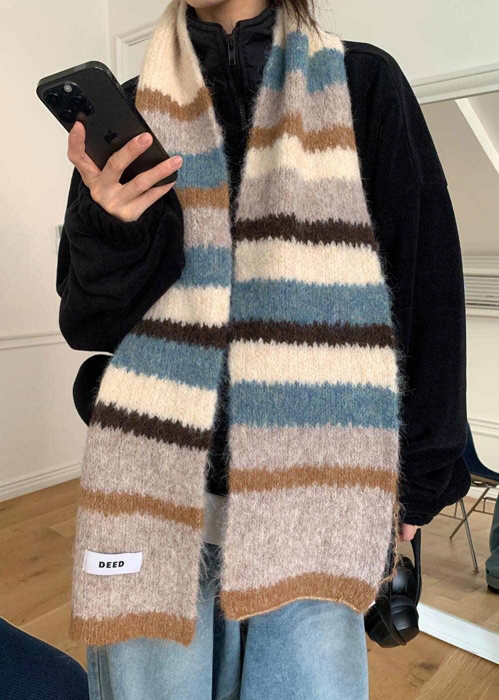 COLOR BLOCK WOOL-BLEND MUFFLER