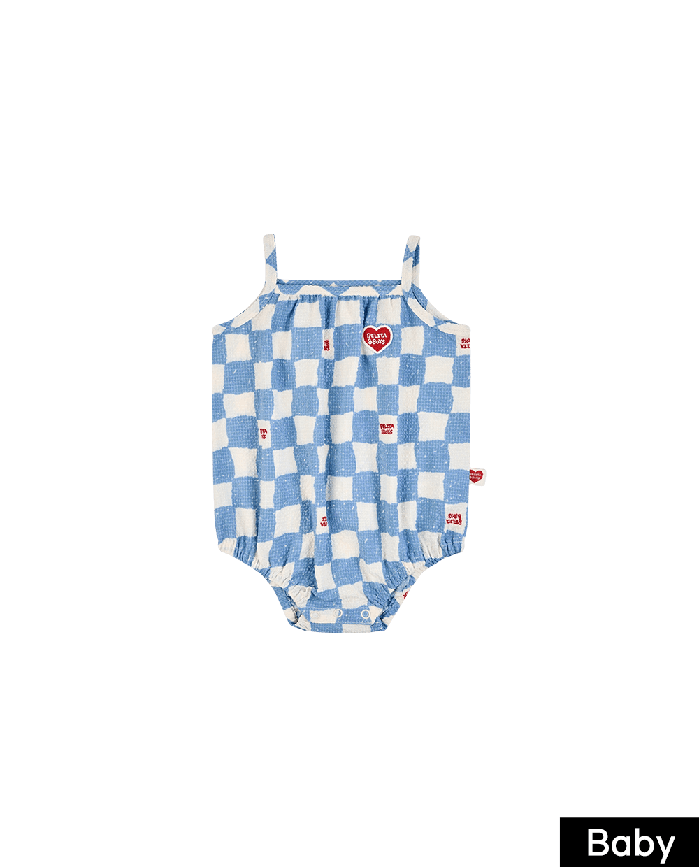 BABY Light Blue Checkerboard Polysucker Sleeveless Bodysuit
