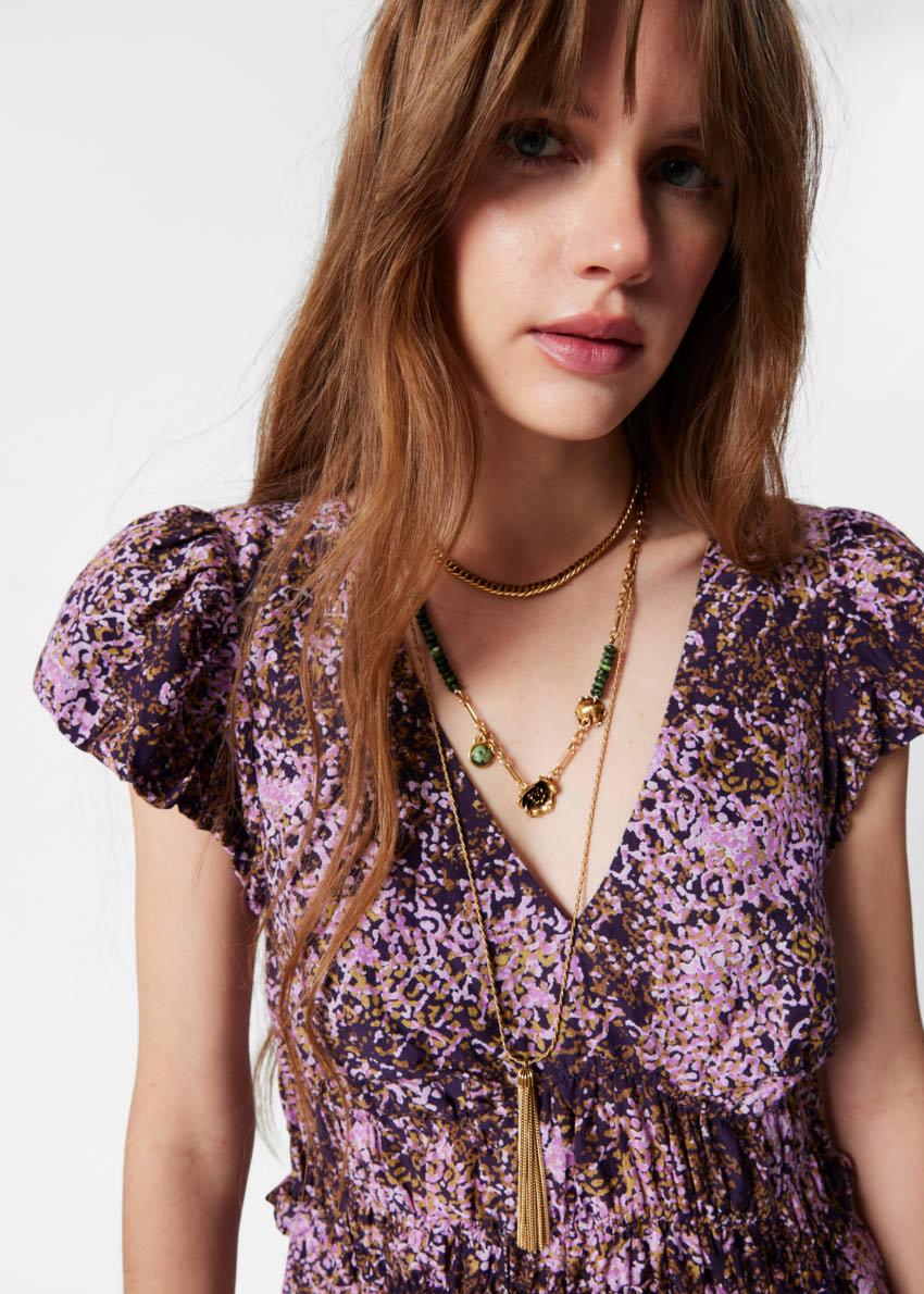 퍼프 슬리브 미디 드레스