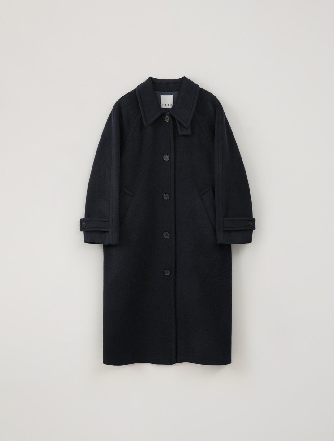 Wool Balmacaan Coat (Navy)