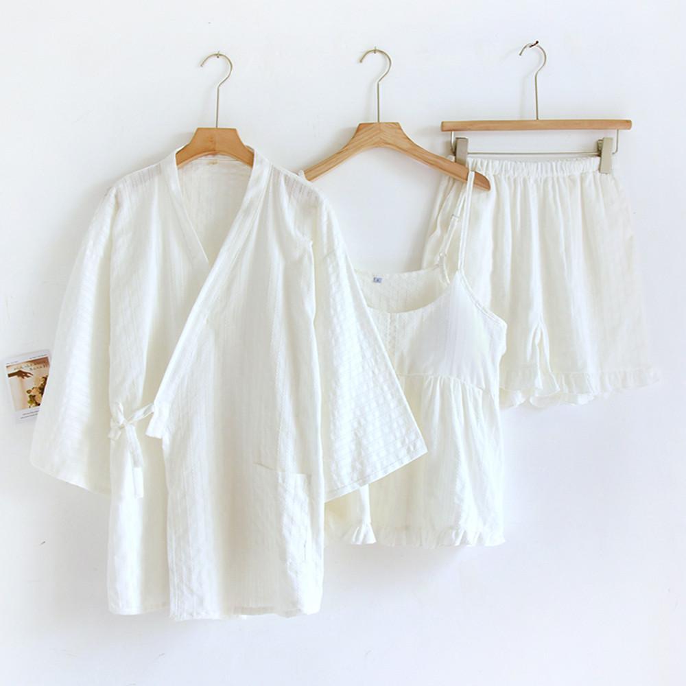 유카타 3피스 여름 잠옷 캡내장 파자마 세트