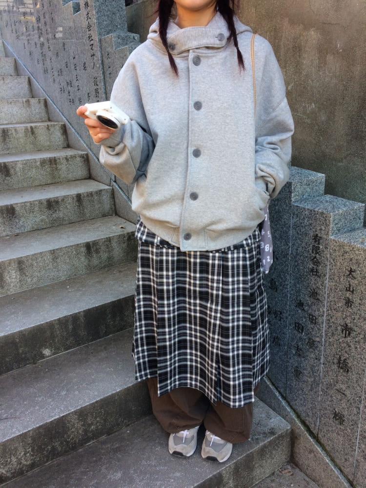 비조 버튼 후드 가디건 (2 color)