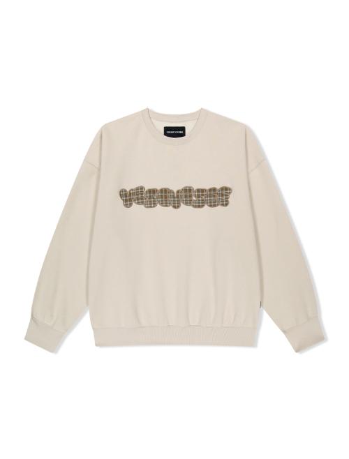 Y.E.S Checkered Logo Sweatshirt Ecru