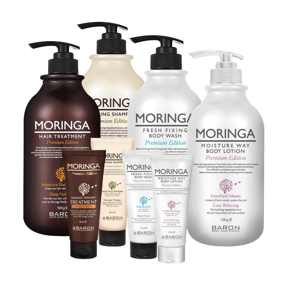 [바론] 모링가 샴푸/트리트먼트/바디워시/바디로션 4종세트 (+ 50ml 4종 증정)