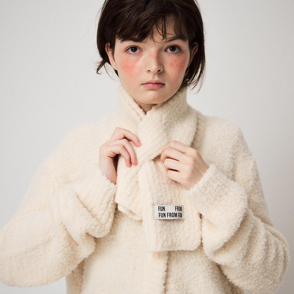 FLUFFY KNIT MUFFLER, CREAM