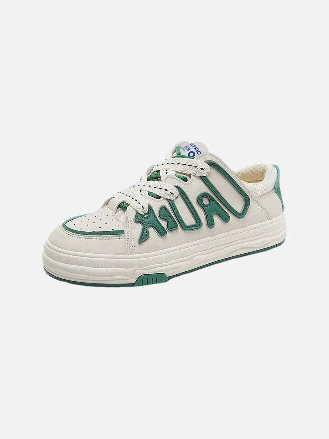 StarryClimb Dissolving Sole Patchwork Skate Shoes - White green / 36