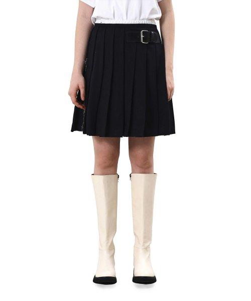 벨티드 플리츠 스커트 [블랙]