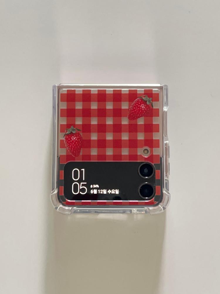 마머데이ㅣ체크체크 딸기 제트플립 케이스ㅣ z플립4