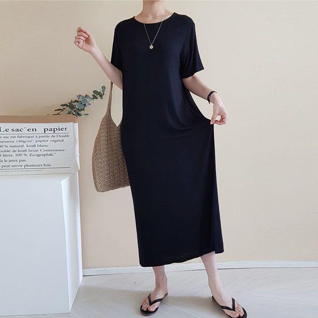 여름꿀템 반팔 찰랑 텐셀 맥시 롱원피스