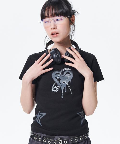 멜팅 하트 H/S 티 [블랙]