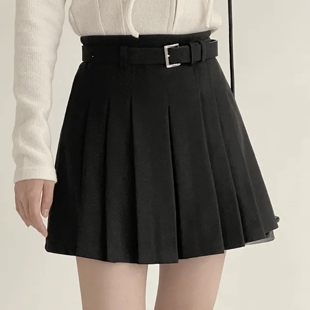 [벨트 SET] 리엔 핀턱 플리츠 미니 스커트