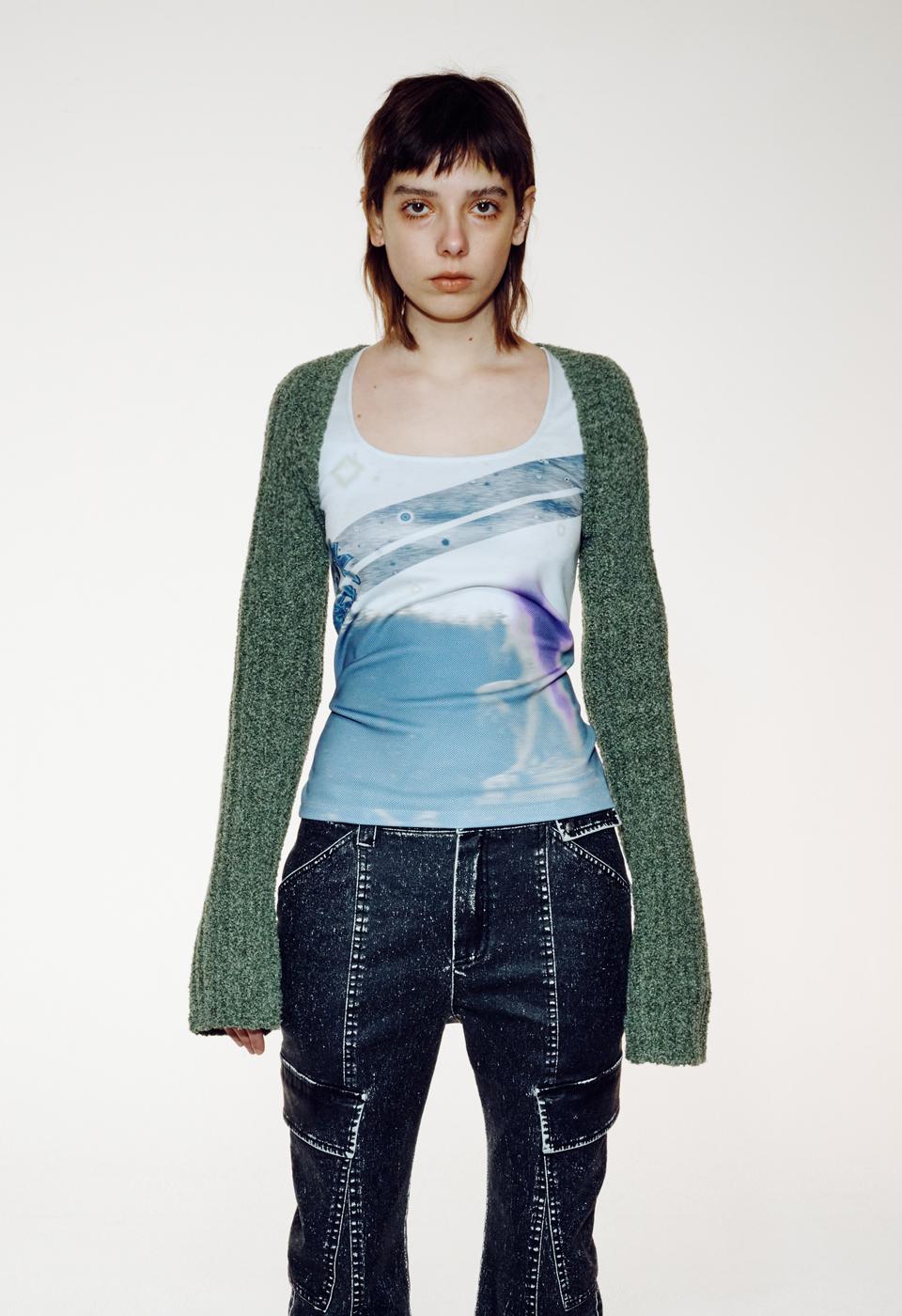 RIBBED BOLERO CARDIGAN, KHAKI