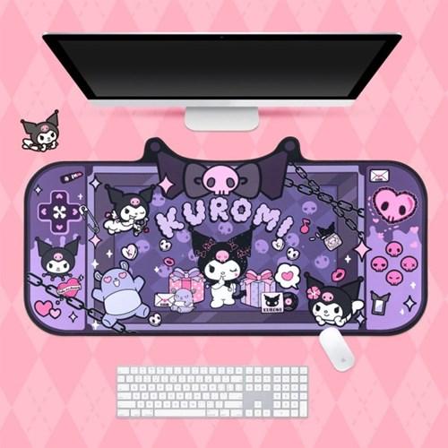 [산리오 스티커 증정] 고양이귀 특대 책상 데스크탑 장패드 매트