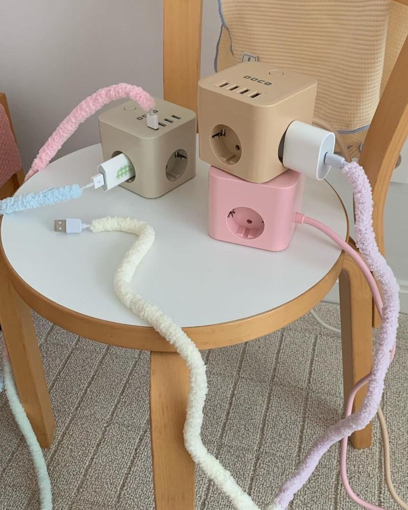 [드엘리사x보코] 보코 USB 멀티탭 큐브 디자인 인테리어 3구 캠핑 여행용 멀티 콘센트