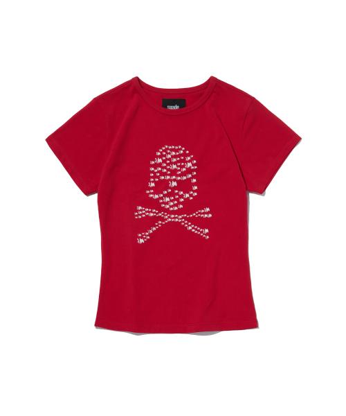 ALBINO SKULL CROP TEE [RED]