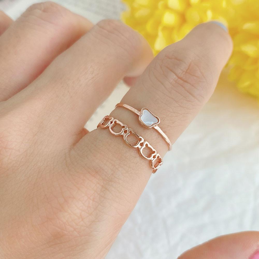 싱글 자개 곰돌이반지